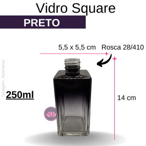 VIDRO SQUARE 250ML B/28 PRETO