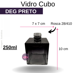 VIDRO CUBO 250 ML B/28 DEG PRETO