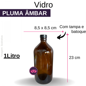 VIDRO PLUMA ÂMBAR 1 LITRO C/TP E BATOQUE