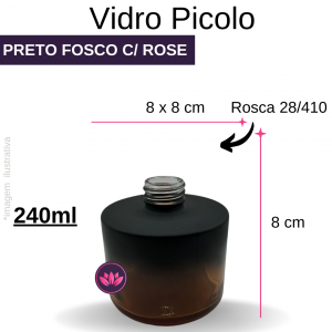 VIDRO PICOLO 240 ML PRETO FOSCO COM ROSE B/28