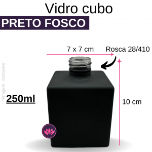 VIDRO QUADRADO 250 ML PRETO FOSCO B/28