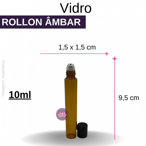 VIDRO ROLLON 10 ML C/ TAMPA ALUMINIO AMBAR REF.232B/236B-FMT/2728CH