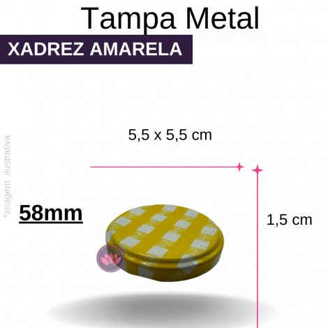 TP METAL 58MM XADREZ AMARELO  REF.2095CH/305DS