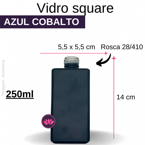 VIDRO RETANGULAR 250 ML AZUL COBALTO B/28 REF.MEGA