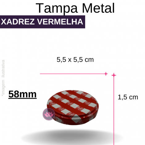 TP METAL 58MM XADREZ VERMELHO REF.2096CH/308DS