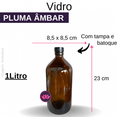 VIDRO PLUMA ÂMBAR 1 LITRO C/TP E BATOQUE