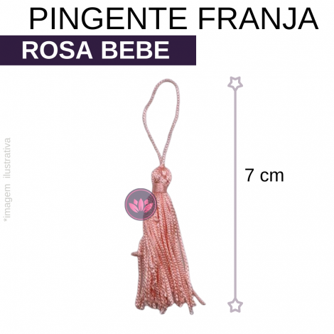 PINGENTE FRANJA ROSA BEBE 7CM