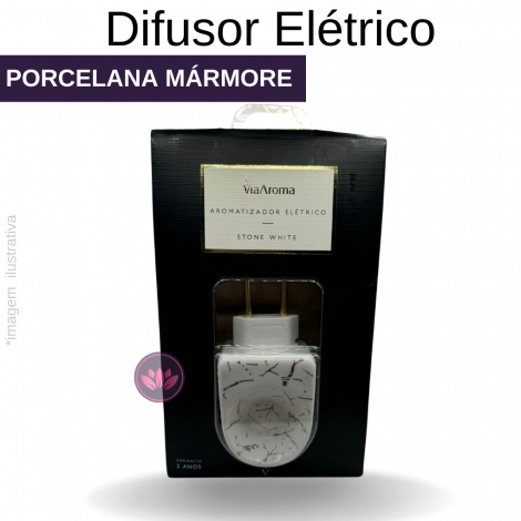 DIFUSOR ELÉTRICO PORCELANA MARMORIZADO BRANCO