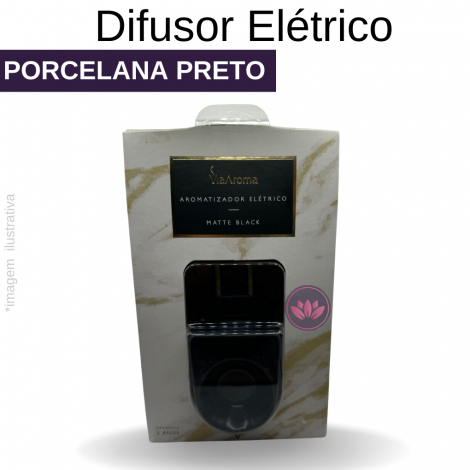 DIFUSOR ELÉTRICO PORCELANA PRETO VIA AROMA