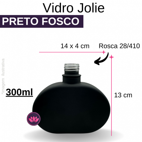 VIDRO JOLIE 300 ML PRETO FOSCO B/28