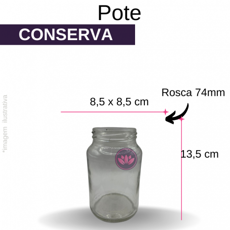 POTE VIDRO 600 ML CONSERVA R/74 S/TP REF.1170SS/40014EBV/100DS/1170CH